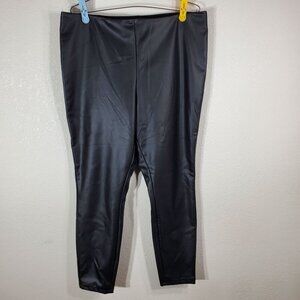 A New Day Womans XXL Shiny Black Faux Leather Leggings Polyester Spandex Blend